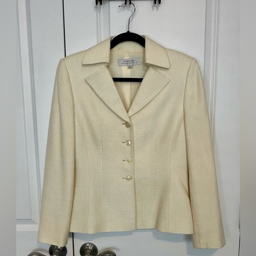 Elegant Cream Blazer with Gold Accents
